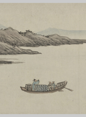明 沈周 京江送别图 古代国画水墨画长卷 原版高清微喷复制 装饰