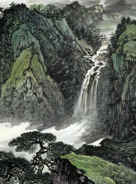 山水画 国画 福地安居图 山水画 字画 艺术微喷书画 装饰挂画