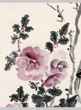 黄宾虹 花卉四条屏 国画 名家字画高清复制 花鸟走廊客厅挂画微喷