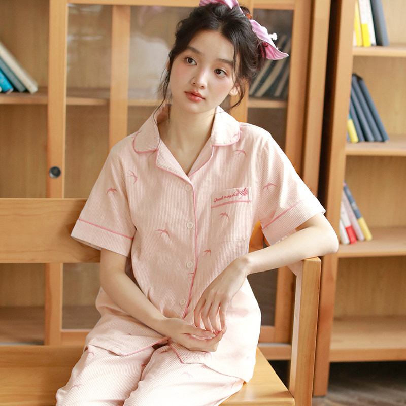 夏季情侣睡衣男日系简约全棉短袖长裤两件套装女士家居服可外穿,淘宝优惠券,粉丝福利购,淘宝优惠卷