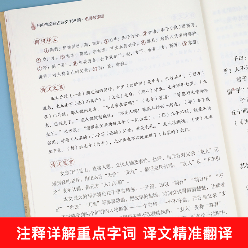 初中必背古诗文138篇文言文全解全练一本通完全解读 中学生初一初二初三古诗词文言文必背篇目译注与赏析阅读训练七八九年级人教版 - 图2