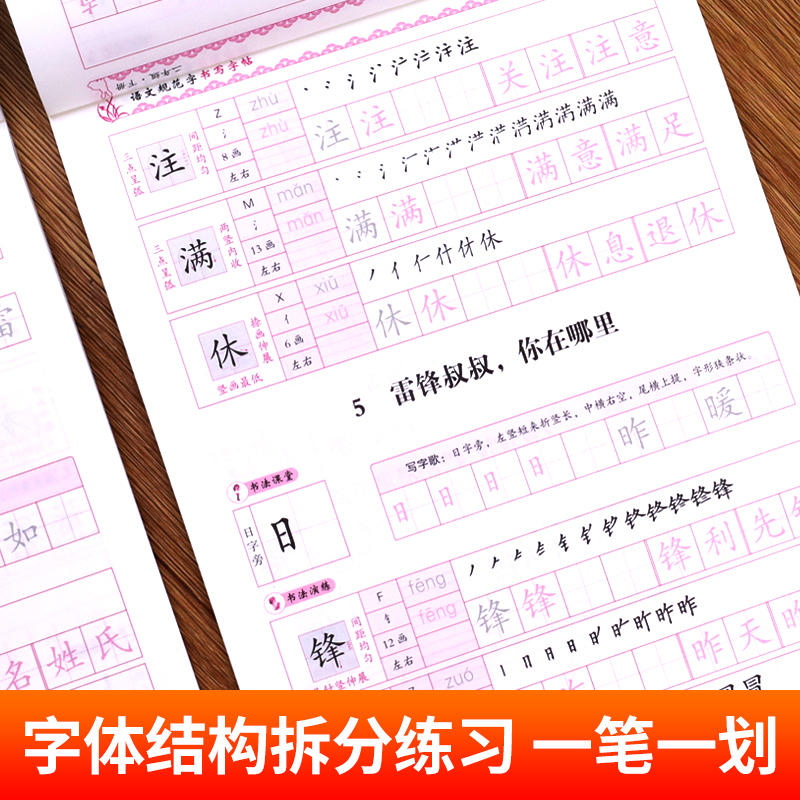 一年级二三四五年级下册正楷字帖小学生专用语文人教版练字字帖上册笔画笔顺练字帖楷书每日一练六七八年级硬笔书法控笔训练描红本 - 图2