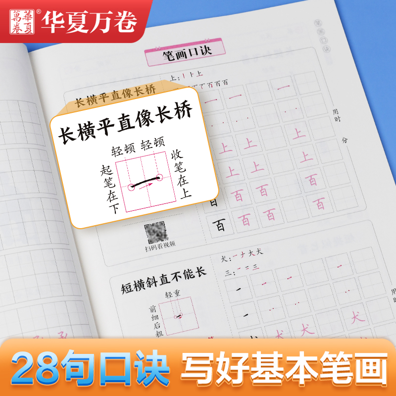 华夏万卷口诀化练字楷书硬笔钢笔字帖练字专用成人笔画偏旁笔顺结构控笔训练描红临摹书法练字本大学初高中男女生初学者写字练习本 - 图1