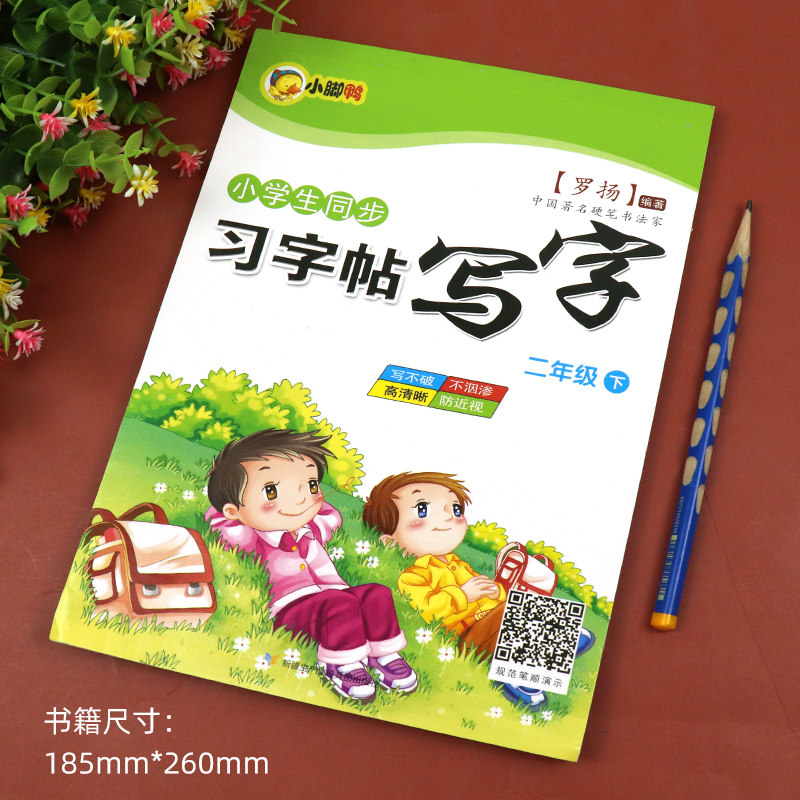 二年级下册练字帖人教版RJ 语文同步字帖每日一练小学生专用2年级下描红字帖楷书硬笔书法练字本生字临摹田字格写字本练字笔画笔顺