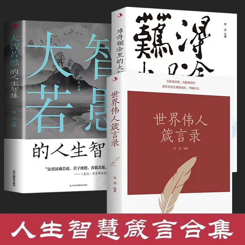 世界伟人箴言录+大智若愚的人生智慧+难得糊涂里的大智慧全3册正版书籍与圣贤对话智者同行成人励志书籍畅销书排行榜提升自己的书-图1