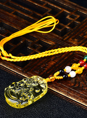 天然毛衣链黄水晶吊坠天然黄水晶