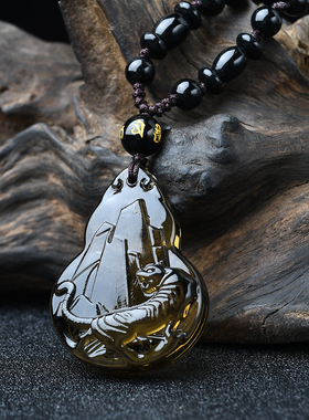 2026马年属猪黑曜石葫芦吊坠