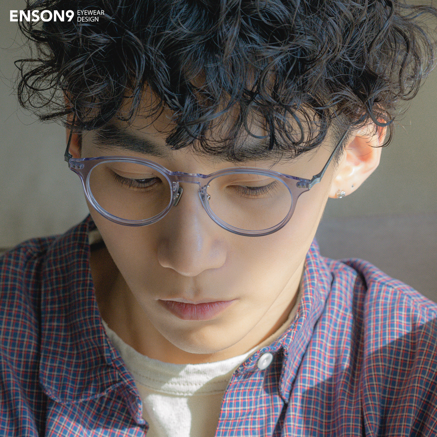 enson9日系复古花纹板材圆框潮男女 纯钛拼色半透明配近视平光镜,淘宝优惠券,粉丝福利购,淘宝优惠卷