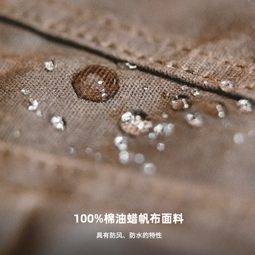 马登工装美式复古帆布黄石油蜡机车夹克翻领廓形猎装外套男秋季 - 图1