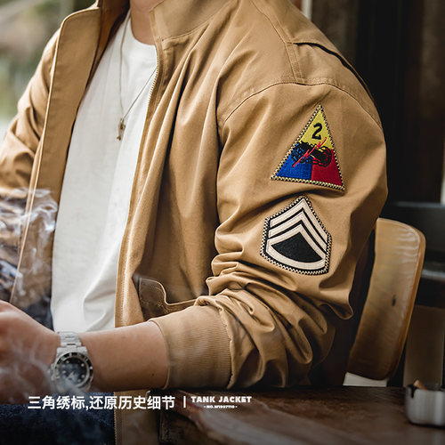 马登工装美式复古狂怒夹克坦克服阿美咔叽硬汉外套棉衣卡其色男秋 - 图2