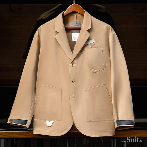 马登工装 美式休闲平驳领小西装夹克多口袋机能宽松西服外套男秋 - 图0