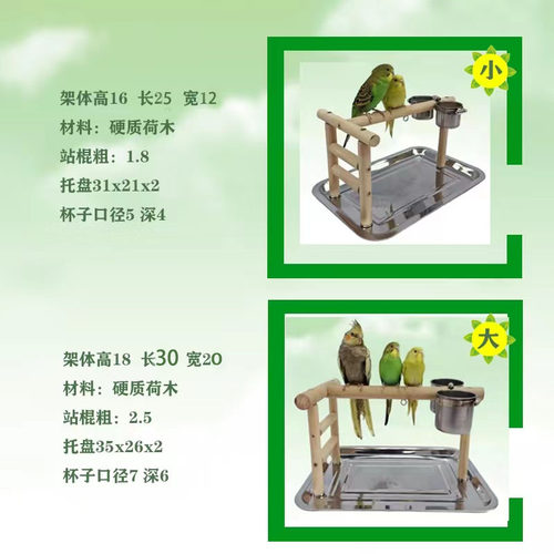 玄凤虎皮鹦鹉桌面互动训练架站杆新款实木宠物用品栖棍鸟笼子包邮 - 图2