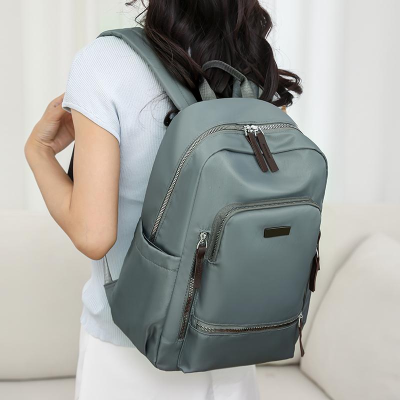 双肩包新款时尚大容量尼龙布男女士背包百搭休闲电脑包书包旅行包 - 图1