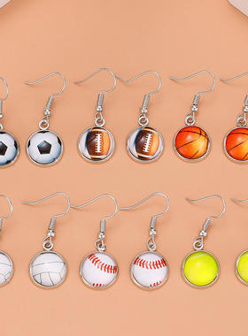 跨境饰品足球手链篮球项链几何首饰三件套装女欧美时尚运动风配饰