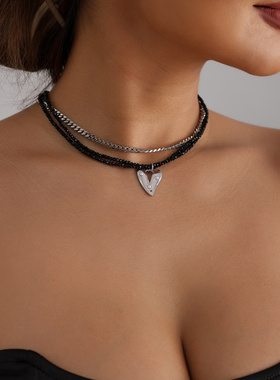 欧美跨境饰品暗黑少女系爱心项链