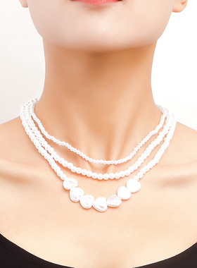 欧美跨境饰品多层高亮巴洛克仿心