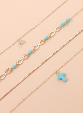 欧美跨境多元素组合项链好运数字