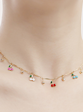 欧美跨境饰品ins彩色滴油樱桃锆