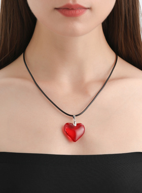 欧美跨境饰品简约黑色大爱心牛皮