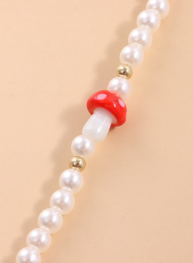 欧美跨境饰品潮流简约红色蘑菇珍