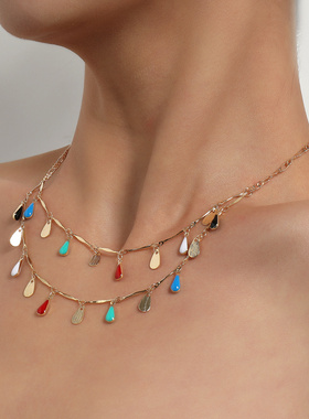 欧美跨境饰品开口笑脸直管水滴项