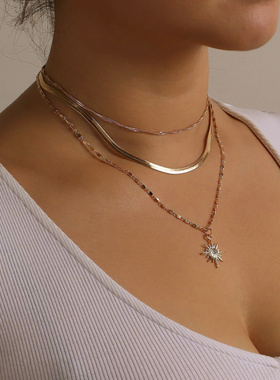 欧美跨境饰品时尚几何图形蛇骨链