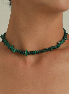 欧美跨境饰品时尚简约短款绿色松