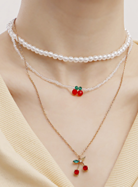 欧美跨境饰品时尚双层红色樱桃吊