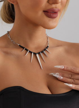 欧美跨境饰品朋克拼接链条黑色串