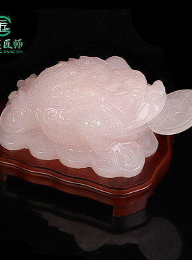 天然玉石三足金蟾摆件