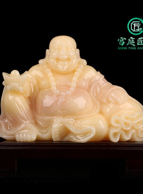 天然玉石弥勒佛工艺品摆件