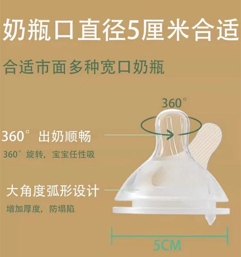 5cm宽口径一体式奶嘴母乳实感通用款欧贝妮贝因美安可苏得了宝贝 - 图0