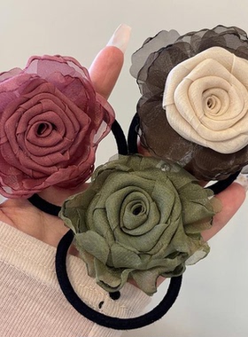 【中国风】明星干枯玫瑰花朵头绳高级感头花皮筋女扎头发圈头发饰
