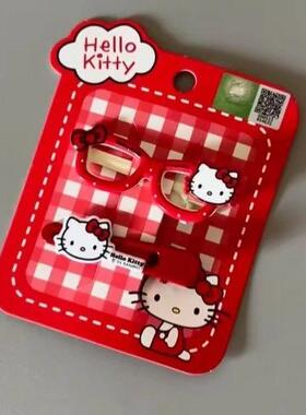 红色眼镜猫发夹卡通波点边夹甜美碎发边夹百搭夹子