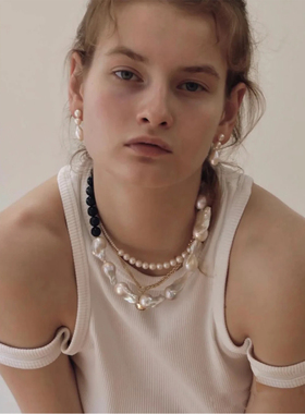 大巴天然珍珠项链颈链