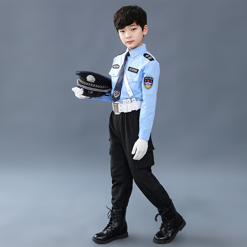 儿童警察服警装儿童警服交警纯棉童装男孩演出服特警军装生日服