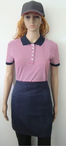 餐饮店服务员工作服t恤夏短袖条纹肯德基快餐汉堡店制服女印LOG0 - 图1