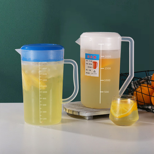 加厚塑料冷水壶超大容量凉开水壶耐高温家用奶茶店量杯带盖带刻度 - 图2