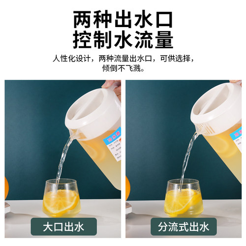 加厚塑料冷水壶超大容量凉开水壶耐高温家用奶茶店量杯带盖带刻度 - 图1