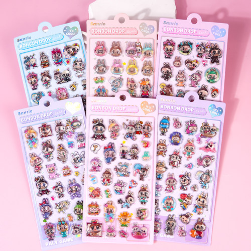 儿童布布3D立体浮雕趣味水晶贴纸女孩手机水杯DIY高颜值装饰图案 - 图3