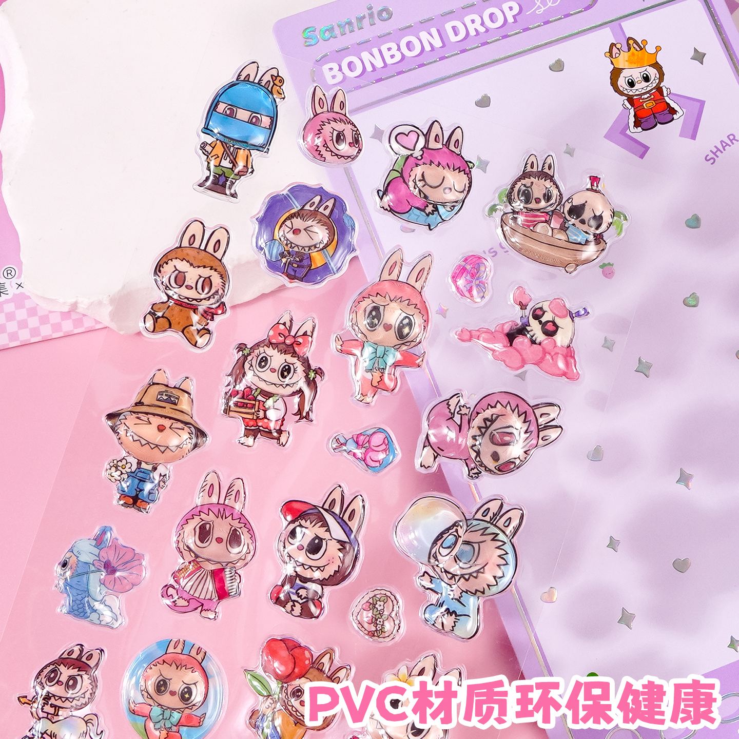 儿童布布3D立体浮雕趣味水晶贴纸女孩手机水杯DIY高颜值装饰图案 - 图0