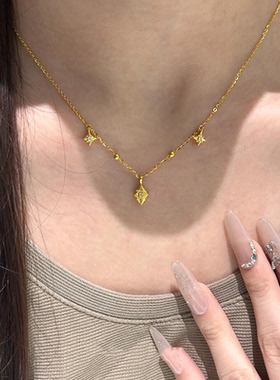 新中式中古气质金色八芒星项链