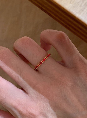 轻奢红宝石细款戒指个性