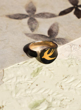 燕巢飞燕大漆戒指复古新中式手绘手作优雅古典风格国风清冷感百搭
