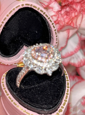 优选查理苏粉钻戒指婚戒生日礼物