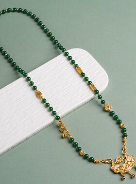 新中式锦鲤锁配链吊坠项链小众设计挂绳双耳万能链双鱼钩金锁配绳