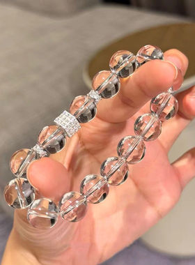 新中式仿白水晶手串女双A净体超透手链小众设计高级感精致通勤款