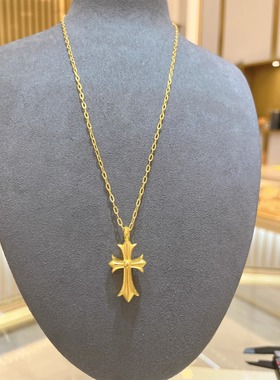 金色十字架吊坠项链女高级设计