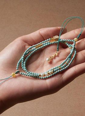 仿绿松石多宝挂脖吊坠挂绳玉坠玉佩翡翠蜜蜡项链绳子毛衣链送女生