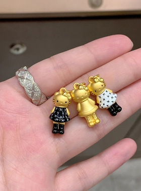 小众设计黄金色Kitty猫吊坠项链女精致可爱风小滴溜diy吊坠送女友